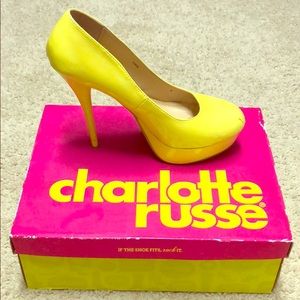 Neon Yellow Patent Pumps